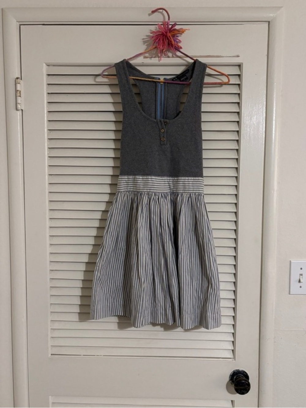 Armani Exchange Gray Tank Bodice with Striped Skirt Mini Dress size 0